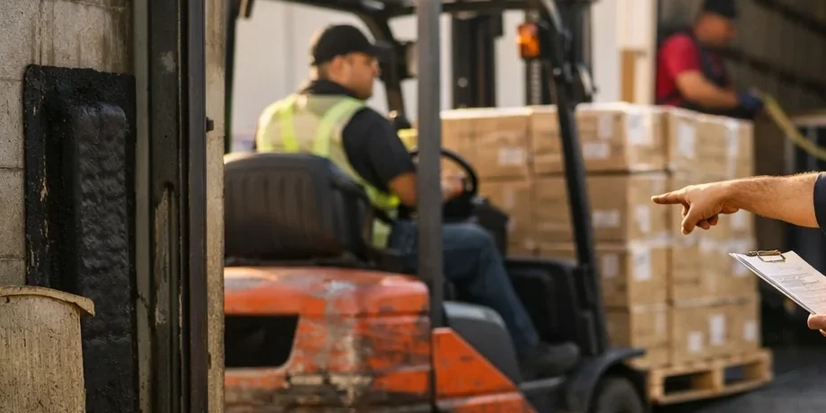 Trabajador carga pedido urgente Stebo en camión en muelle, preparación logística por distribuidor oficial de stebo